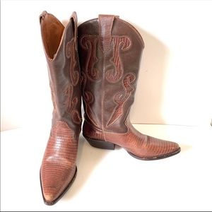 NINE WEST “Romnee” Inlay Textured Cowboy Boots—8.5